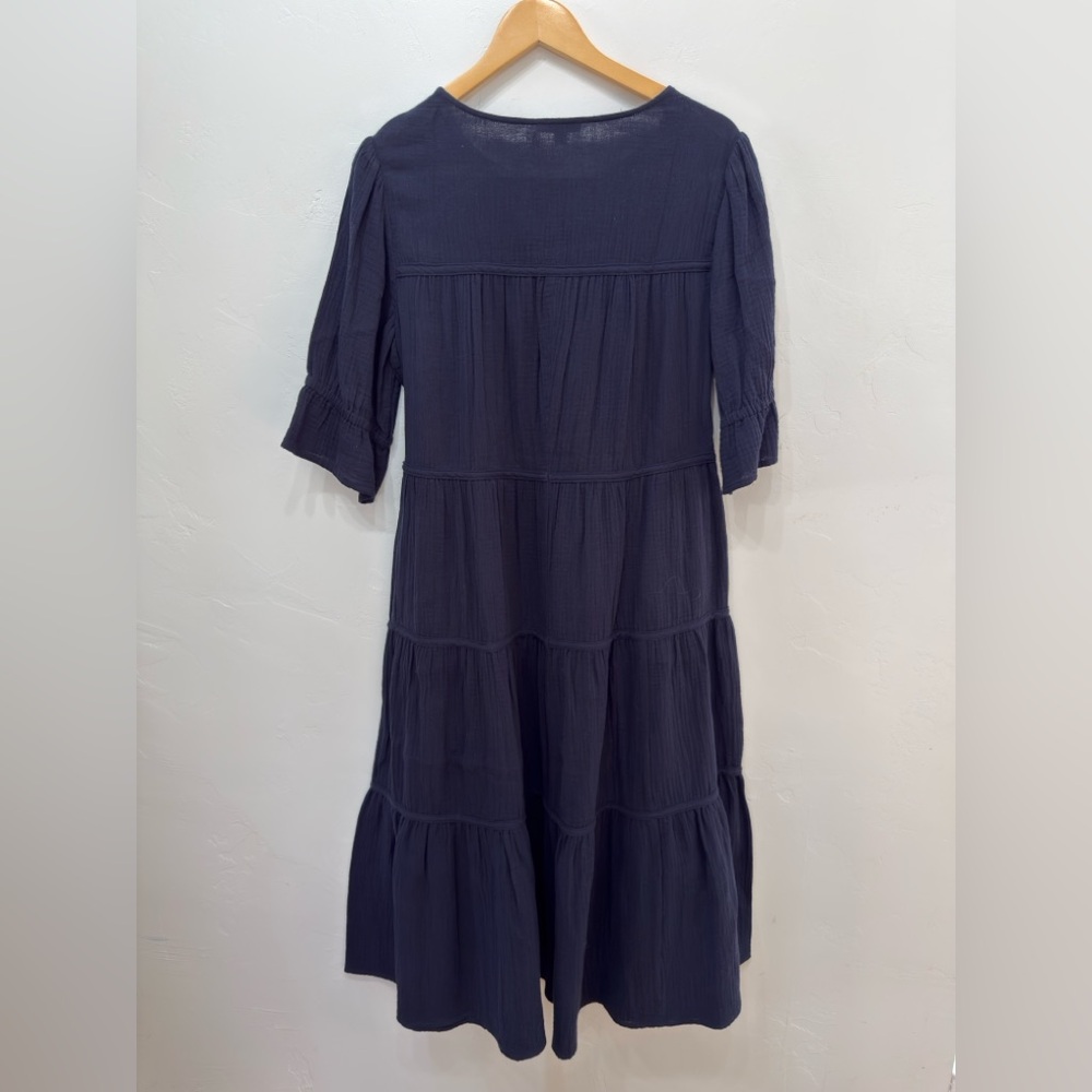 🆕 Chico's Navy Tiered Midi Dress, New with Tags, Size M (10) - Picture 4 of 5